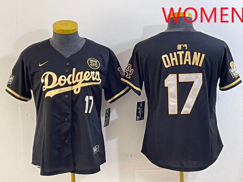 Women Los Angeles Dodgers #17 Ohtani Black Gold Game 2025 Nike MLB Jersey style 6